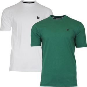 Donnay T-shirt - 2 Pack - Sportshirt - Heren - Maat XXL - Wit & Forrest green