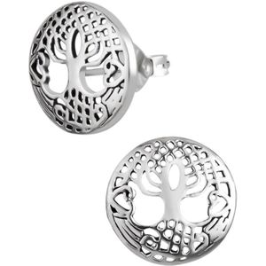 Zilveren oorbellen | Oorstekers | Zilveren oorstekers, levensboom en hartjes