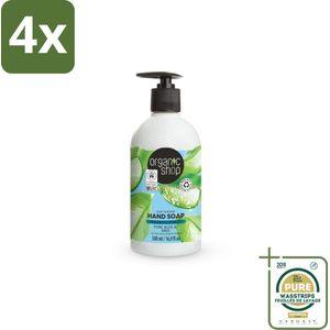 Organic Shop - Handzeep Aloe & Milk - Verzachtend en Hydraterend - 500 ml - Voordeelverpakking - 4 stuks - Hydraterende handzeep - Verzachtende handzeep