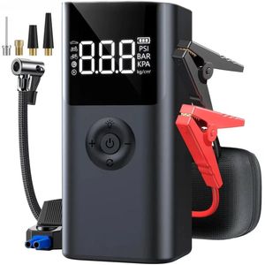Jumpstarter - Auto Accubooster - Powerbank - Luchtcompressor - Draagbare Jump Starter 12V - 2500A - 10000mAh - 150PSI - LED Noodverlichting - Voor Auto, Motor, Boot - Start Hulp - Benzine & Dieselmotoren - Draadloos & LCD Opties