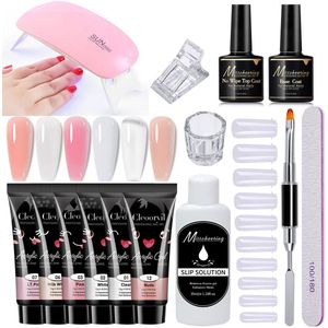 NAXSIR Professionele Nagelverlengingsset - Kristalgel & UV/LED Gel Nagellak 15ml - Complete Kit met Gereedschappen voor Thuisgebruik - Duurzaam tot 3 Weken