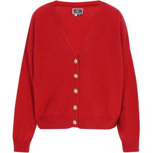 DreiMaster - Maritim - Gebreid Vest - Bloedrood - Lange Mouw