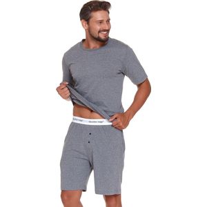 Doctor Nap Katoenen Pyjama Heren Volwassenen | Korte Mouw Korte Broek | Shortama Heren | Pyama Heren Volwassenen | Dark Grey PMB.4332 L