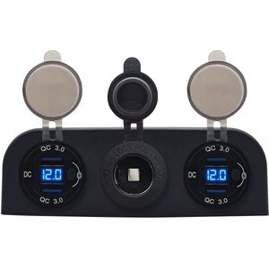 ProRide 12V USB Autolader 2 Poorten - QC3.0 - Voltmeter en 12V/24V Sigarettenplug - Drievoudig opbouw