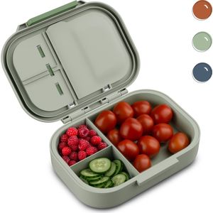 Klarstein Schmatzfatz Lunchbox - Gecompartimenteerde Lunchbox voor Volwassenen & Kinderen - Bentobox voor School & Kinderopvang - BPA-Vrije Schoollunchbox - Lekvrij & Vaatwasmachinebestendig - Gecompartimenteerde Snackbox - Moskleur