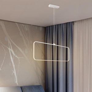 Home Sweet Home - Design Hanglamp Quad - hanglamp gemaakt van Aluminium - Wit - 90/12/134,5cm - Pendellamp geschikt voor woonkamer, slaapkamer en keuken- LED geïntegreerd, 24W 1920lm