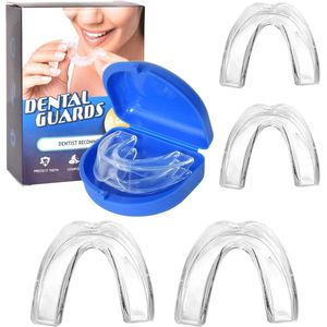 GrindGuard - Anti knarsbitje - 4 Stuks - Nachtbeugel Gebitsbeschermer: Tandenknars Bitje tegen Bruxisme en Tandenknarsen