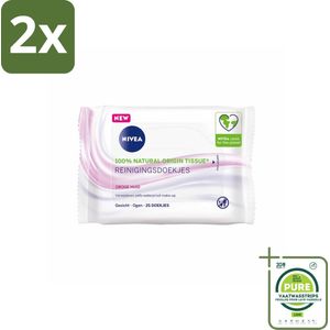 NIVEA - Reinigingsdoekjes - Verzachtend - Droge Huid - Verwijdert Waterbestendige Make-up - 25 Doekjes - Voordeelverpakking - 2 stuks - Reinigingsdoekjes - Gezichtsreiniger