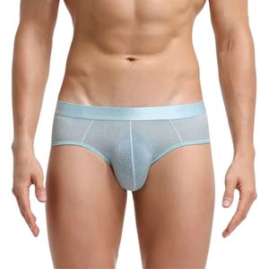 Heren Slip Transparant - Slip Doorzichtig Lichtblauw - Sexy Mesh Design - Mannen Onderbroek - Lingerie Voor Mannen - Ondergoed Maat XXXL / 3XL