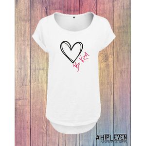 Shirt met lange rug ""Be Kind"" Wit / XL (42-44)