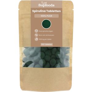 Spirulina Tabletten 100% Puur – 250 Tabletten - Spirulina Tabletten 500mg - Rijk aan Eiwitten en Natuurlijke Voedingsstoffen - Alternatief voor Spirulina Poeder