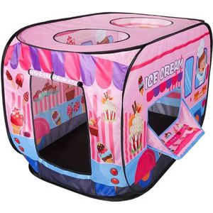 HomeBerg Ice Cream Speel Tent - Speeltent - Speelgoedhuis - Politiewagen - Kindertent - Jongens & Meisjes - 112 cm Lengte