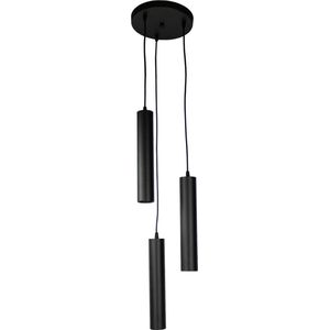 Ronde hanglamp langwerpig Ø22CM | 29CM kokers | Zwart 3x GU10 fitting