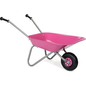 Kinderkruiwagen (roze/zilver, belastbaar tot 25 kg, voor kinderen vanaf 2 jaar) metale tuinkruiwagen van Rolly Toys Kruiwagen