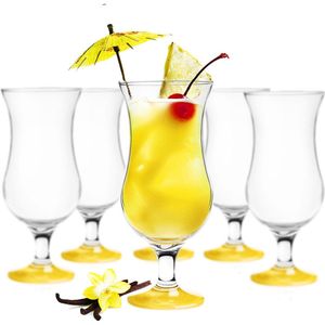 Glasmark Cocktail glazen - 6x - 420 ml - geel - glas - pina colada glazen