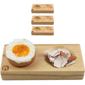Eierdopjes set van 4 van hoogwaardig hout (grenen) | Praktisch: nooit meer eierschaalresten op borden of tafel | modern, uniek design | perfect voor elke ontbijttafel