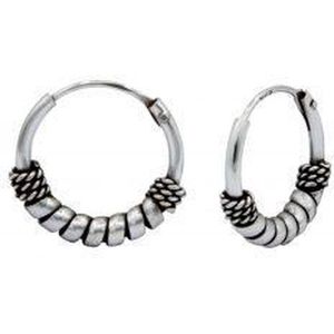 Oorbellen dames | Oorringen | Zilveren Bali hoops, getwijnd met lange spiraal | WeLoveSilver