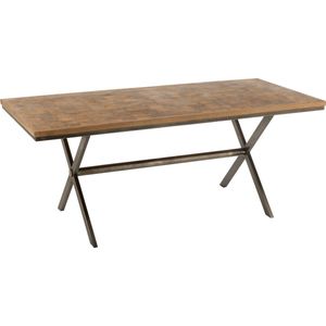 J-Line eettafel Yoni - metaal/mango hout - naturel/grijs