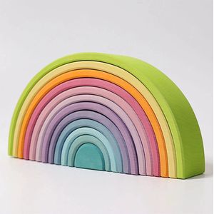 Houten regenboog - Pastelkleuren - 12 stuks - Open einde speelgoed - Educatief montessori speelgoed - Grimms style