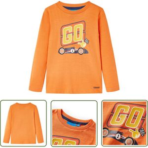 vidaXL Langmouwig - Kinderhemd - Kindershirt met lange mouwen 116 donkeroranje - Jongen - Meisjeskleren - Kidsmode