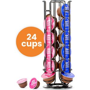 Capsulehouder Staand – Koffiecups houder – Geschikt voor Dolce Gusto – 24 Cups - RVS - Zwart