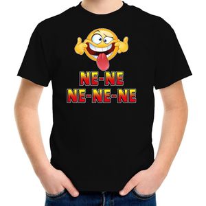 Funny emoticon t-shirt ne-ne-ne-ne-ne zwart voor kids -  Fun / cadeau shirt 122/128