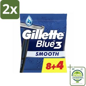 Gillette Wegwerpmesjes Blue III 12 stuks per verpakking - Voordeelverpakking - 2 stuks - Wegwerpscheermesjes - Scheermesjes