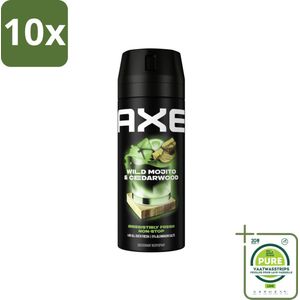 10 x Axe Deodorant Bodyspray Green Mojito + Cedarwood 150 ml - Grootverpakking - Deodorant - Deodorant Spray - Axe - Green Mojito - Cedarwood