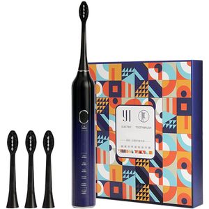 Gloovon - Elektrische tandenborstels - 5 Poetsstanden - Inclusief 3 opzetborstels - 39999 VPM - IP67 - USB-C - Zwart