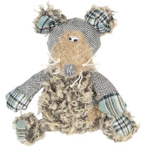 Clayre & Eef Decoratie Knuffel 26 cm Grijs Polyester Ruitjes Knuffeldier