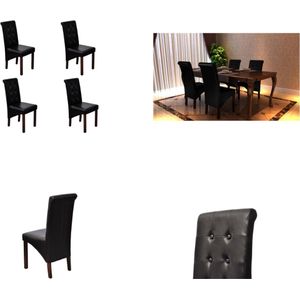 vidaXL Eetkamerstoelen 4 st kunstleer zwart - Eetkamerstoel - Eetkamerstoelen - Eetkamerstoel - Eetkamerstoelen