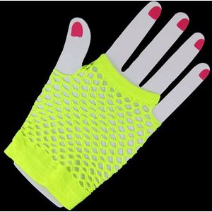 Korte neon net handschoenen Geel