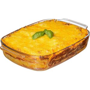 Sareva Glazen Ovenschaal – Rechthoekig – 2 Liter – 30 x 19 x 6 cm – Hittebestendig – Oven-, Magnetron- & Vaatwasserbestendig – Perfect voor Lasagne, Ovenschotels en meer