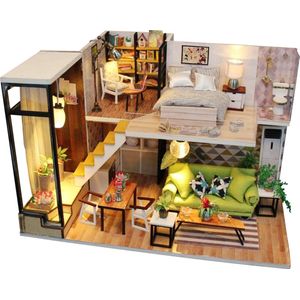 Miniatuur Bouwpakket Volwassenen - Mini Appartement – Scandinavisch Design - Modelbouw - Knutselen – Poppenhuis - DIY Dollhouse - LED Verlichting