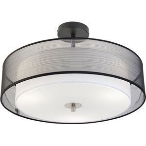 QAZQA drum-neutron - Moderne Dimbare LED Smart Plafondlamp incl. wifi met Dimmer - 3 lichts - Ø 50 cm - Zwart - Woonkamer | Slaapkamer | Keuken