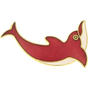 Behave® Broche dolfijn rood wit emaille