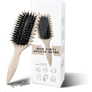 Mrs. Jones Krulborstel met pinnen voor krullen stylen en vormen - mannen - vrouwen - vermindert trekken - krullenscheiding - beige .