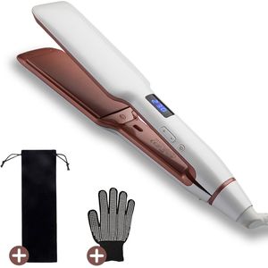 Stijltangen - Stijltang en krultang 2 in 1 - 100℃/230℃ - Steilen & Krullen - Keramische Stijltang - Wit