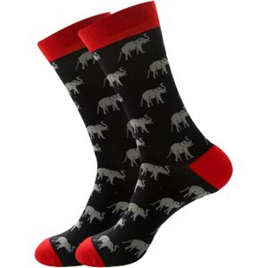 Sokken met Olifanten - Sokken zwart/rood maat 36/41 - Dames