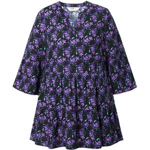 Angel of Style Angel of Style - Dames - Blouse A-lijn bloemenmotief 3/4-mouwen volants - Violet - Maat 42