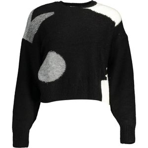 Abstract Color Block Knit Sweater Wo - Black