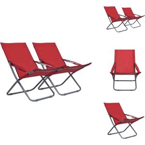 vidaXL Strandstoelenset - Staal en Oxford stof - 58 x 76 x 88 cm - Rood - Verstelbaar - Tuinstoel