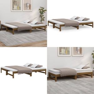 vidaXL Slaapbank uitschuifbaar grenenhout honingbruin 2x(90x190) cm - Slaapbank - Slaapbanken Bedbank - Bed Bank - Slaap Bank