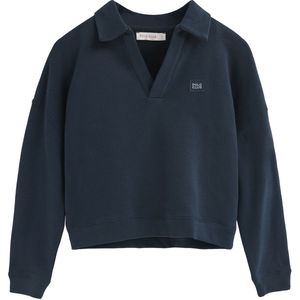 Marineblauwe sweater met polokraag en Polo Club-logo