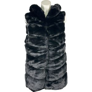 Elegante Dames Faux Fur Bodywarmer met Capuchon �– Warm en Zacht - Beschikbaar in 6 stijlvolle kleuren - One Size - Zwart