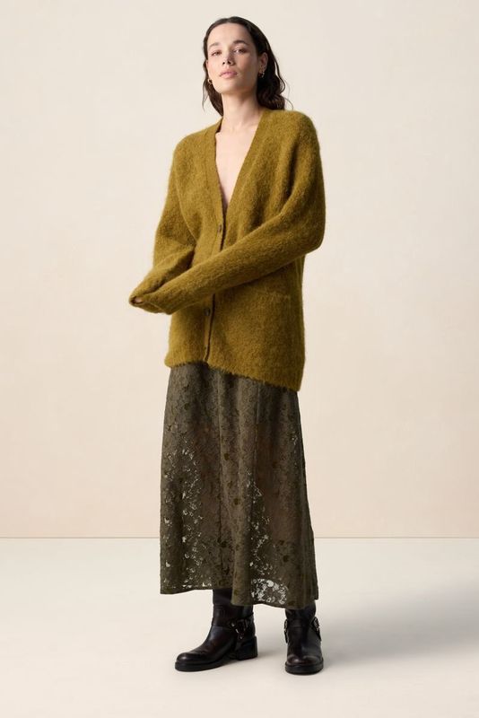 Sissy-Boy - Donkergroen - Kanten Maxi Rok - Hoge Taille - Lange Lengte