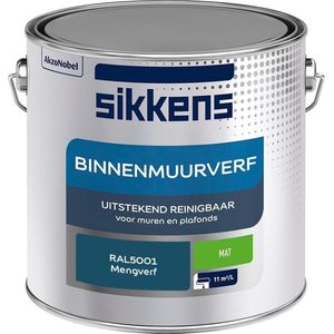 Sikkens - Binnenmuurverf - Muurverf - Mengkleur - Mat - RAL5001 - 2.5L