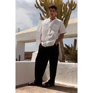 Trendyol Limited Edition Wit Oversized Zomeroverhemd Met Borduurblokken Tmnss23Go00135