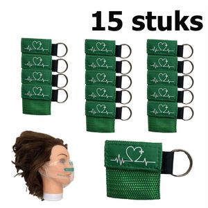 Kiss of Life reanimatiemasker | beademingsmasker | Sleutelhanger | Groen | 15 Stuks