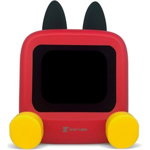 Wedjis Retro Mili-TV – Digitale Klok & Bluetooth Speaker – Smart display – Kunststof – Dimbaar scherm – Kerstcadeau – Rood/Geel